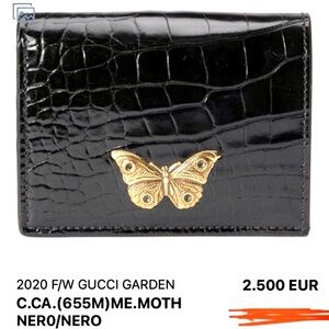 Gucci Garden MOTH Crocco Skin Black mini bifold Wallet.